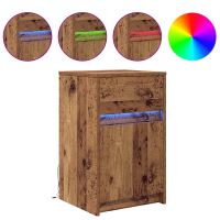 Produktbild för LED Sängbord Cabinet med låda 2 pcs Gammalt trä 38 x 34 x 61 cm