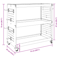 Produktbild för Verktygsvagn med hylla Olivgrön 75 x 35 x 73 cm Kallvalsat stål
