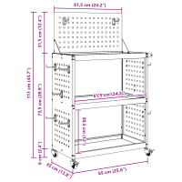 Produktbild för Verktygsvagn med hjul Olivgrön 65 x 35 x 111 cm Kallvalsat stål