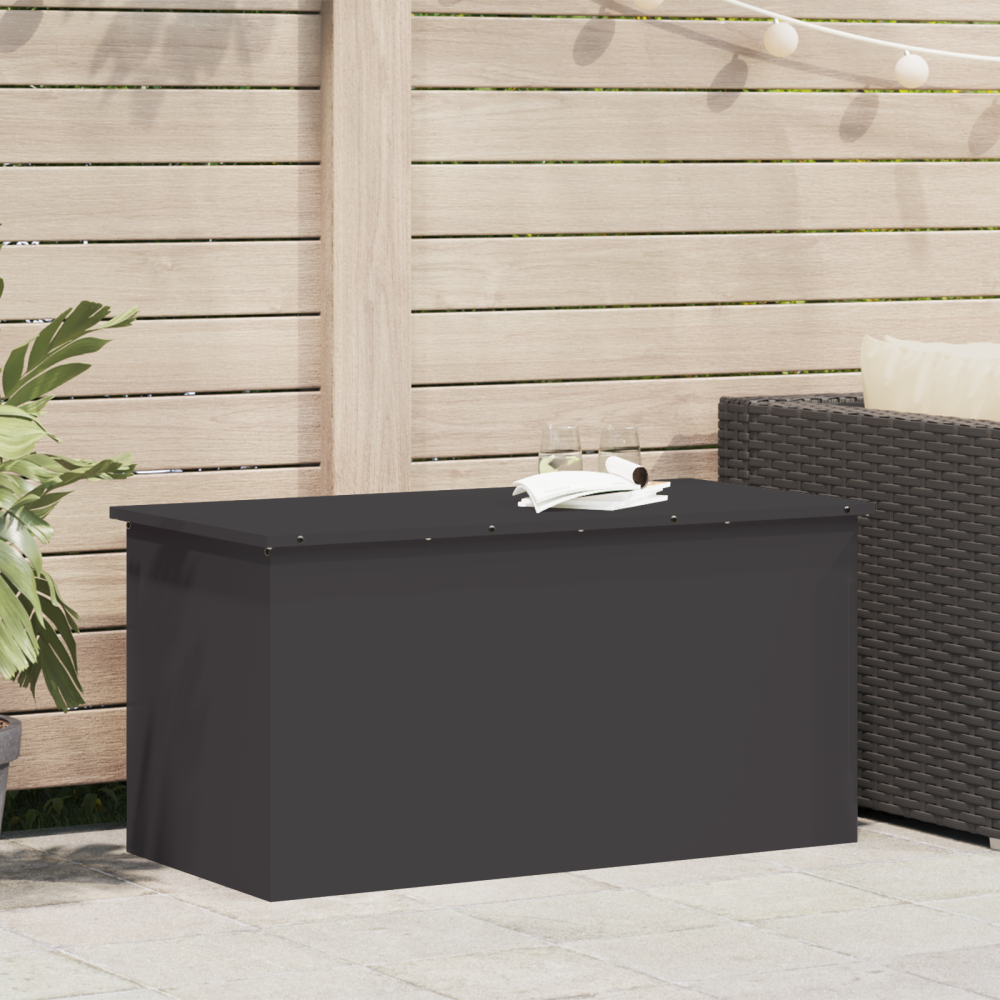 Produktbild för Utomhusförvaringslåda Svart 100 x 50,5 x 50 cm Stål