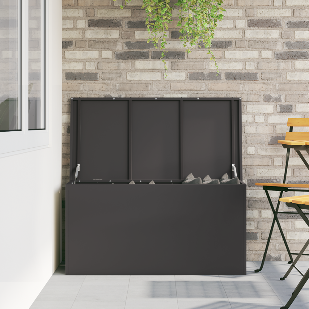 Produktbild för Utomhusförvaringslåda Svart 100 x 50,5 x 50 cm Stål