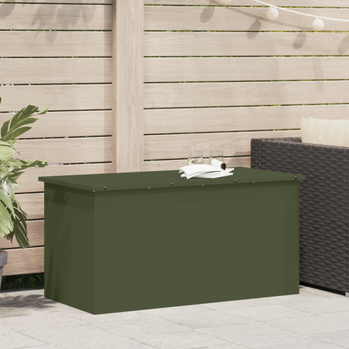 vidaXL Utomhusförvaringslåda Olivgrön 100 x 50,5 x 50 cm Stål