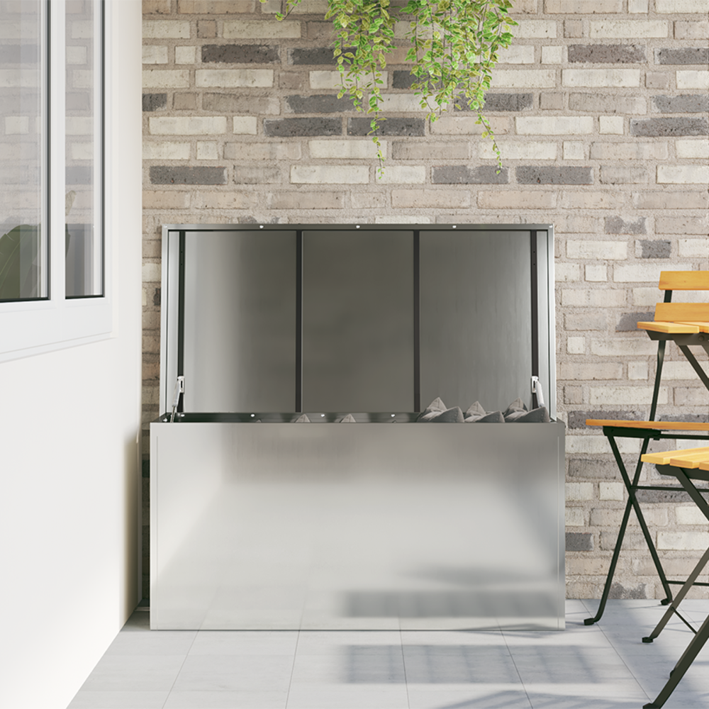 Produktbild för Utomhusförvaringslåda Silver 100 x 50,5 x 50 cm Stål