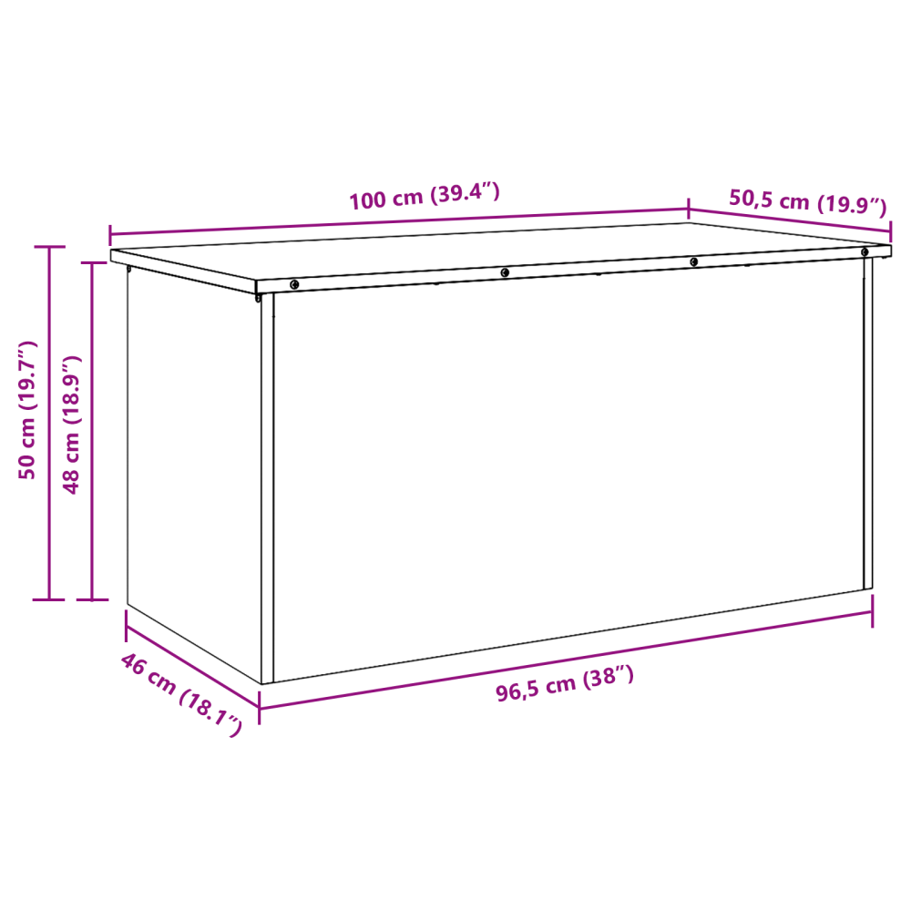 Produktbild för Utomhusförvaringslåda Rostig 100 x 50,5 x 50 cm Stål