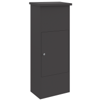 Produktbild för Paketbox med lagring med dörr Svart 44,5 x 29 x 110,5 cm Stål