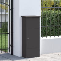 Produktbild för Paketbox med lagring med dörr Svart 44,5 x 29 x 110,5 cm Stål
