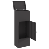 Produktbild för Paketbox med lagring med dörr Svart 44,5 x 29 x 110,5 cm Stål