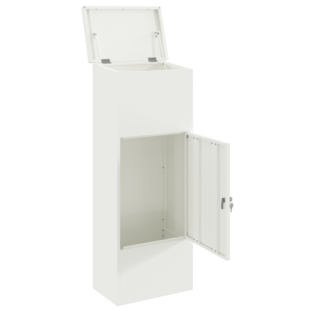 Produktbild för Paketbox med lagring med dörr Vit 44,5 x 29 x 110,5 cm Stål