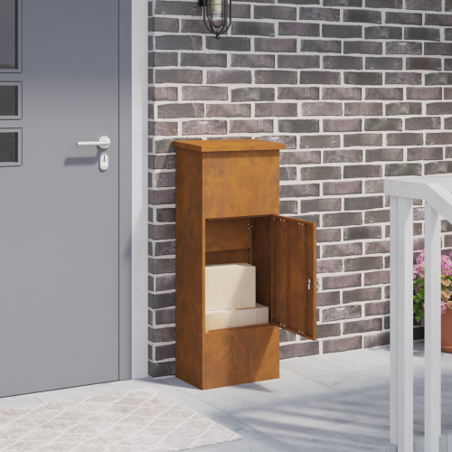 vidaXL Paketbox Rostig 44,5 x 29 x 110,5 cm Väderbeständig stål