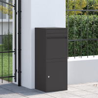 Produktbild för Paketbox med lagring med dörr Svart 41 x 38 x 103 cm Stål