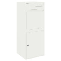 Produktbild för Paketbox med lagring med dörr med lås Vit 41 x 38 x 103 cm Stål
