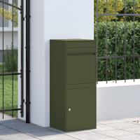 Produktbild för Paketbox med lagring med dörr Olivgrön 41 x 38 x 103 cm Stål