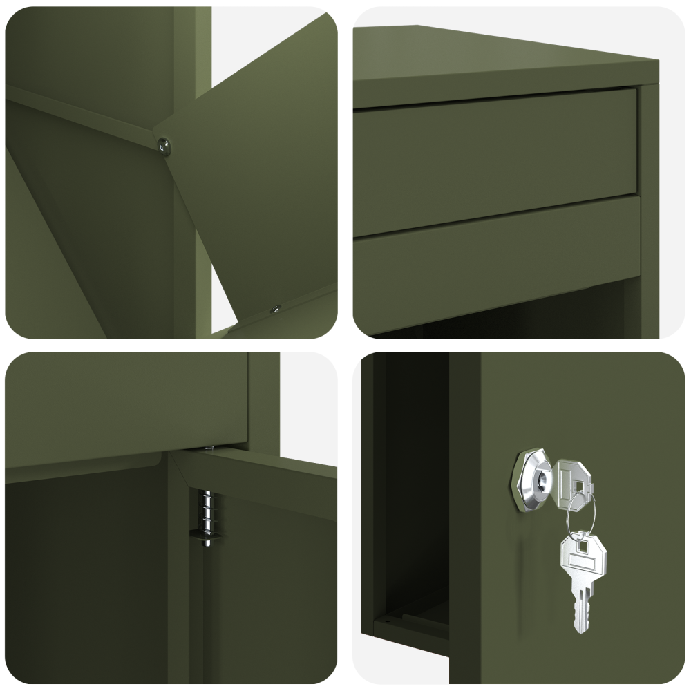 Produktbild för Paketbox med lagring med dörr Olivgrön 41 x 38 x 103 cm Stål