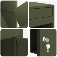 Produktbild för Paketbox med lagring med dörr Olivgrön 41 x 38 x 103 cm Stål