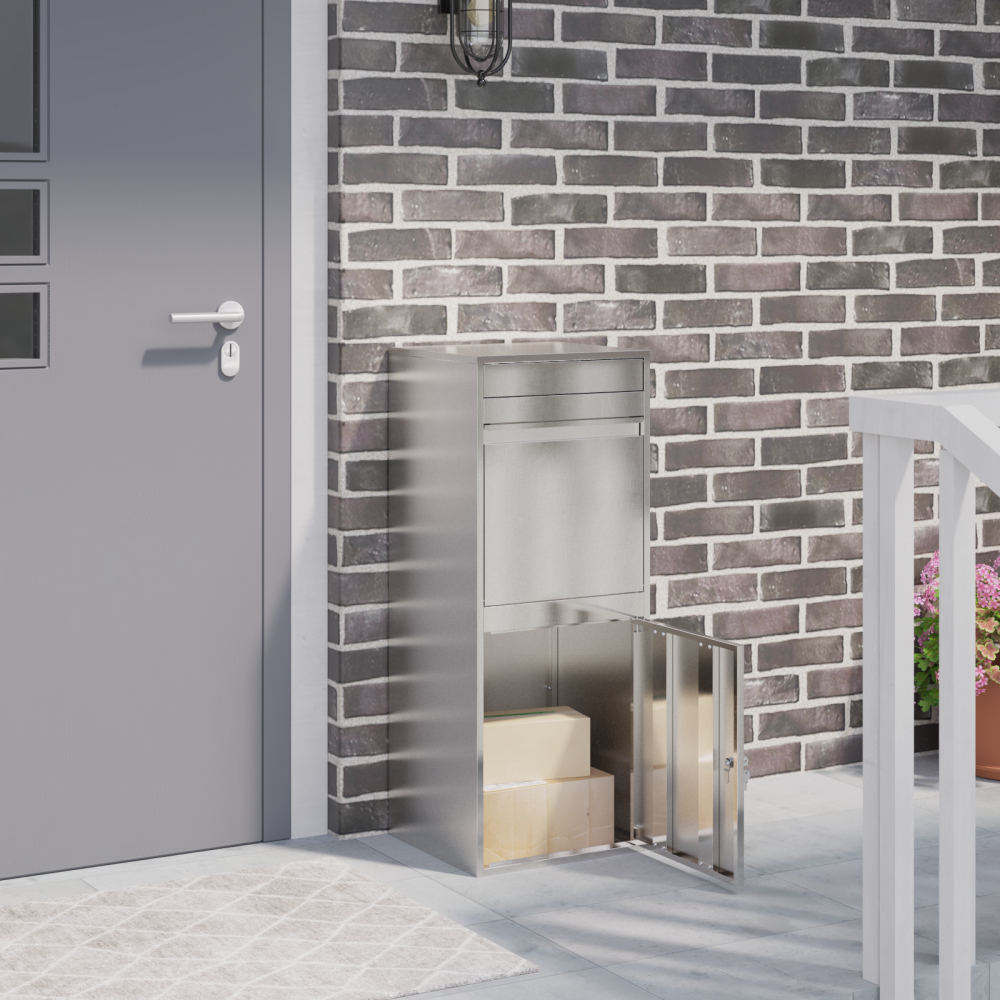 Produktbild för Paketbox med lagring Silver 47,5 x 38 x 59 cm Rostfritt stål