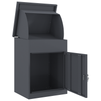 Produktbild för Paketbox med lagring med dörr Antracit 47.5 x 38 x 59 cm Stål