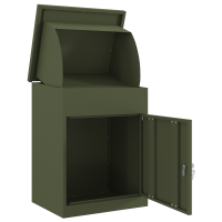 Produktbild för Paketbox med lagring med dörr Olivgrön 47.5 x 38 x 59 cm Stål