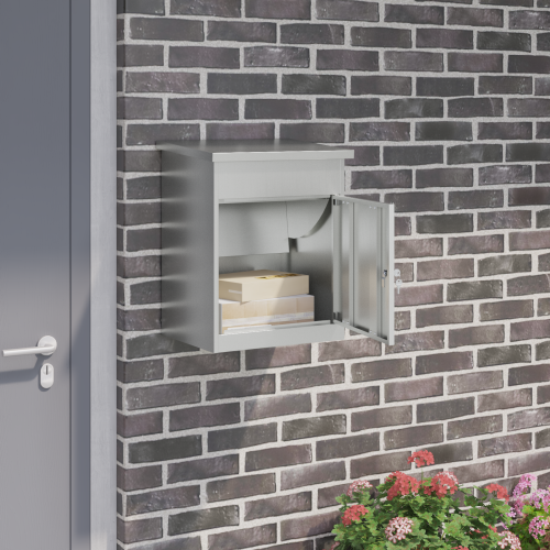 vidaXL Paketbox med lagring Svart 47.5 x 38 x 59 cm Galvaniserat Stål