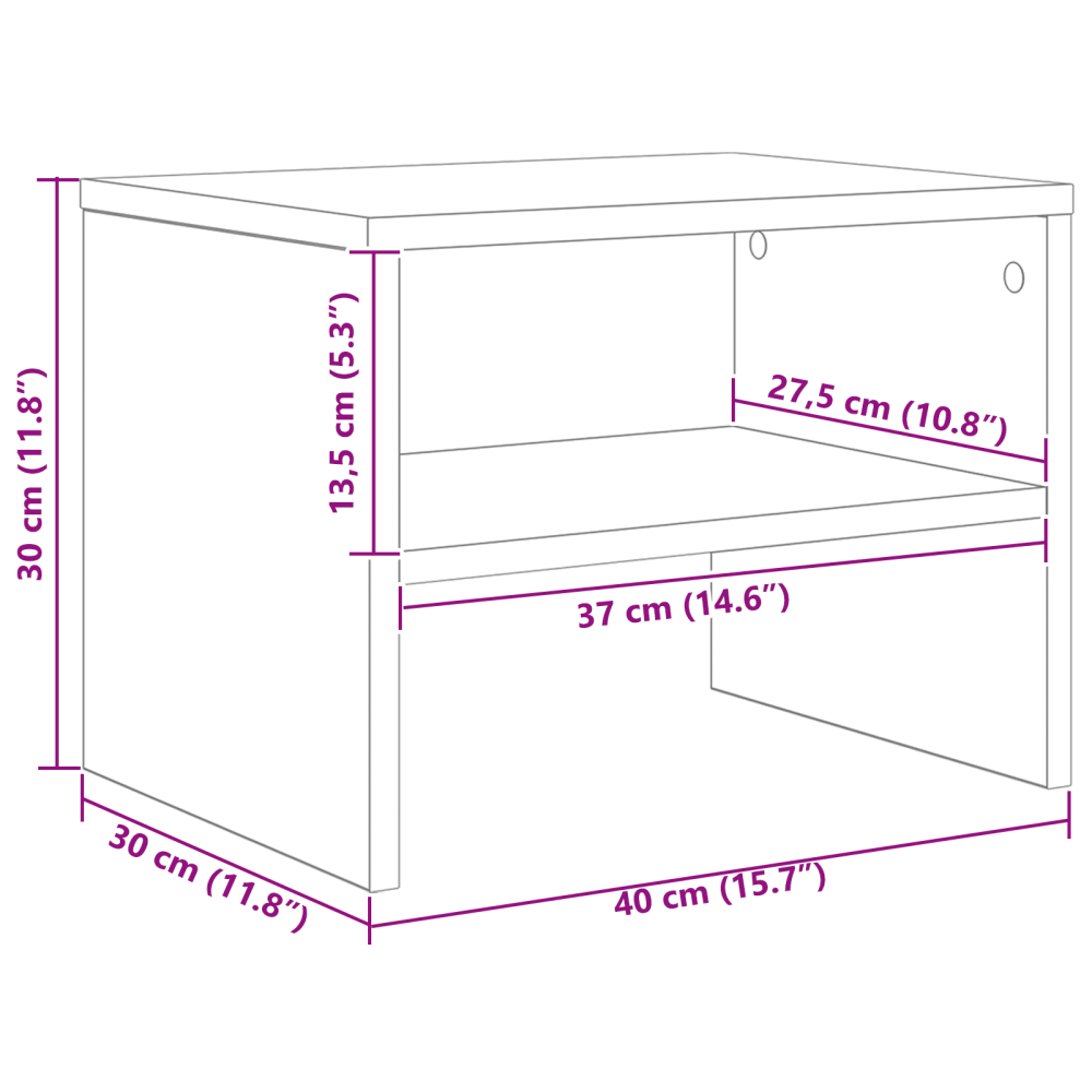 Produktbild för Nattduksbord 2 pcs artisan ek 40 x 40 x 30 cm Konstruerat trä