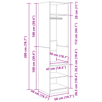 Produktbild för Garderob med hylla Artisan Ek 50 x 50 x 200 cm Konstruerat trä