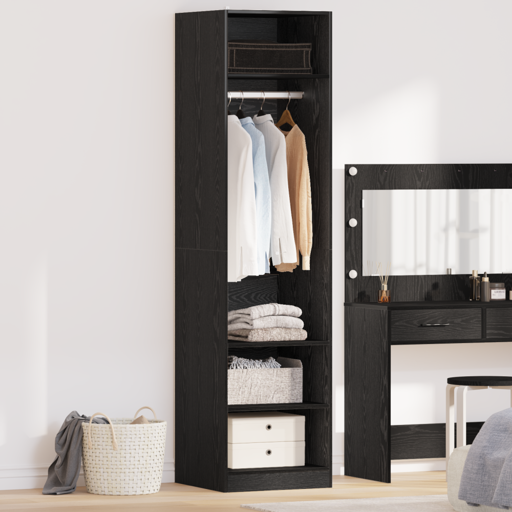 Produktbild för Garderob med hylla Svart Ek 50 x 50 x 200 cm Konstruerat trä