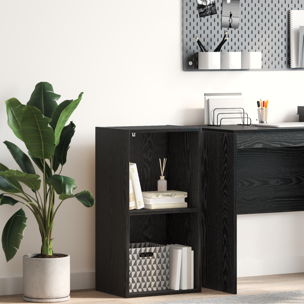 Produktbild för Hyllsystem Svart Ek 40 x 30 x 77 cm Konstruerat trä