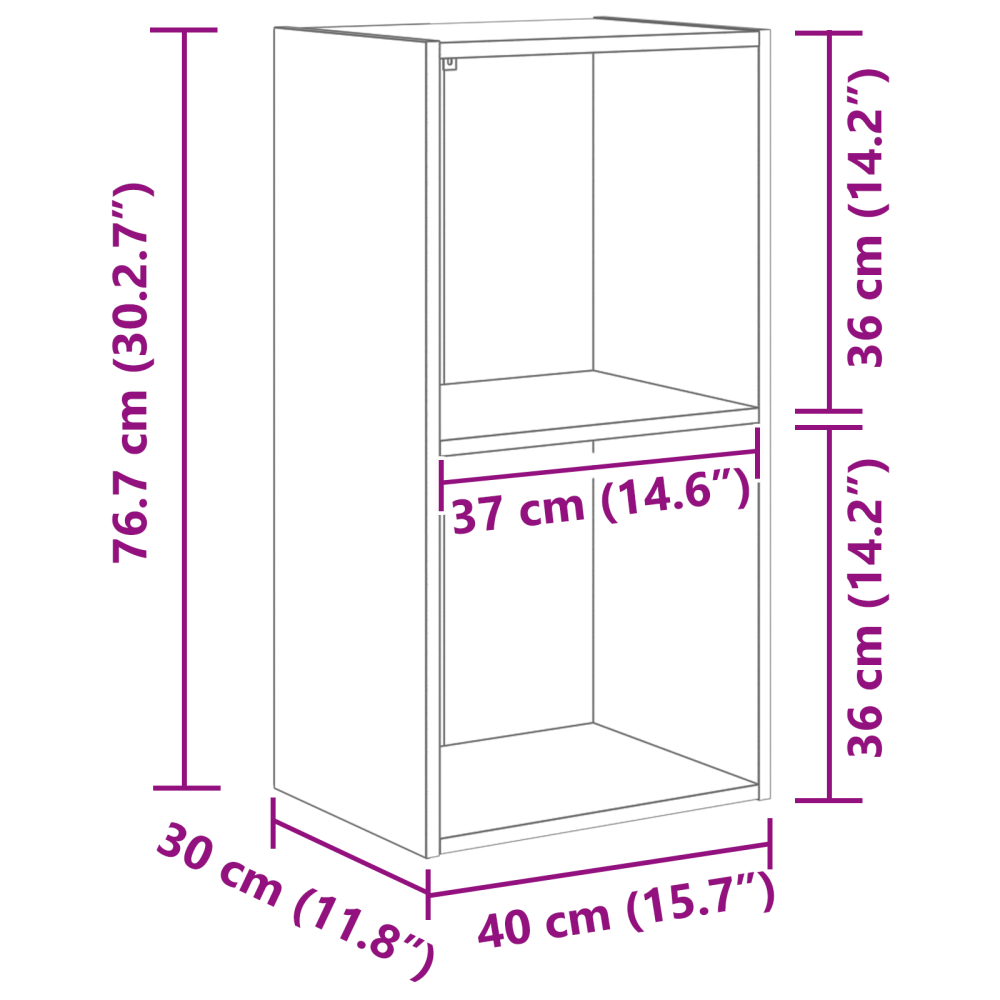 Produktbild för Hyllsystem Svart Ek 40 x 30 x 77 cm Konstruerat trä