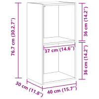 Produktbild för Hyllsystem Svart Ek 40 x 30 x 77 cm Konstruerat trä