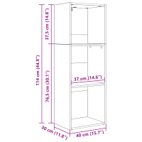 Produktbild för Hyllsystem Svart Ek 40 x 30 x 114 cm Konstruerat trä