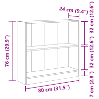 Produktbild för Hyllsystem Svart Ek 80 x 24 x 76 cm Konstruerat trä