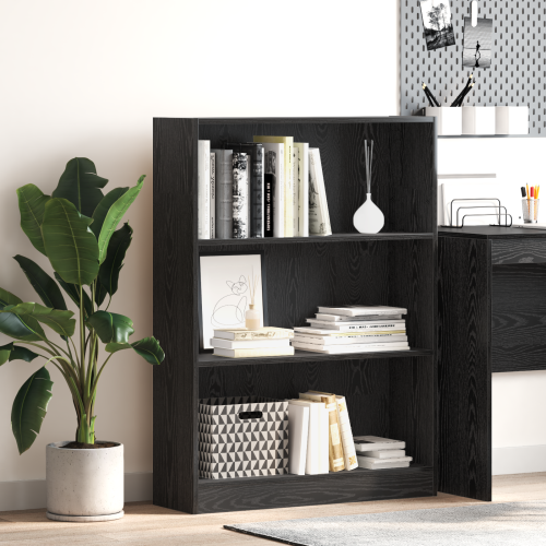vidaXL Hyllsystem Svart Ek 80 x 24 x 109 cm Konstruerat trä