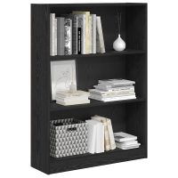 Produktbild för Hyllsystem Svart Ek 80 x 24 x 109 cm Konstruerat trä