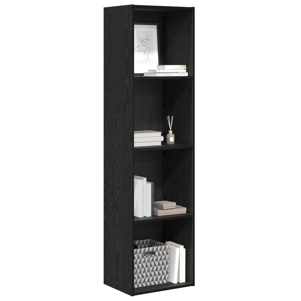 Produktbild för Hyllsystem Svart Ek 40 x 30 x 152 cm Konstruerat trä