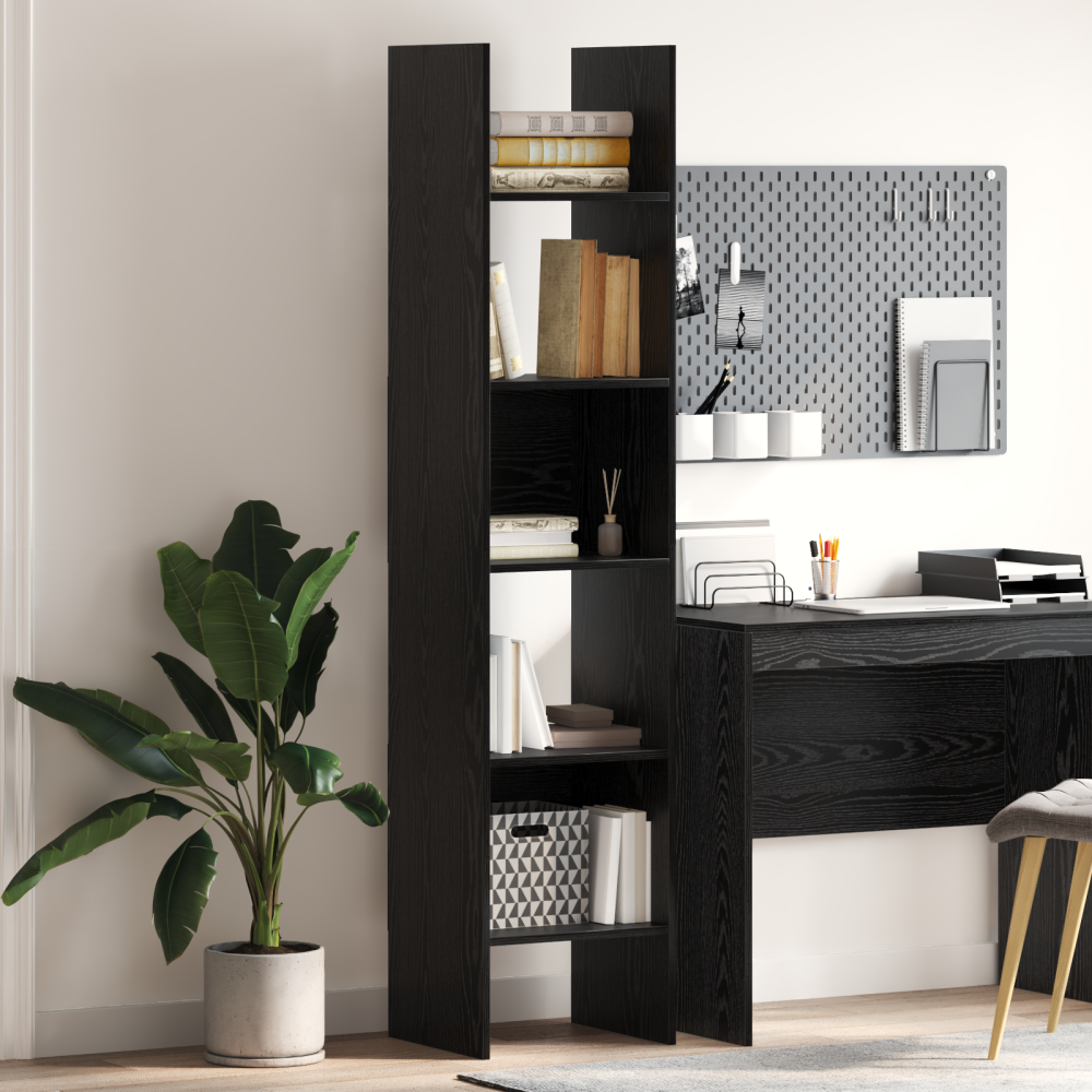 Produktbild för Bokskåp Svart Ek 40 x 35 x 180 cm Konstruerat trä