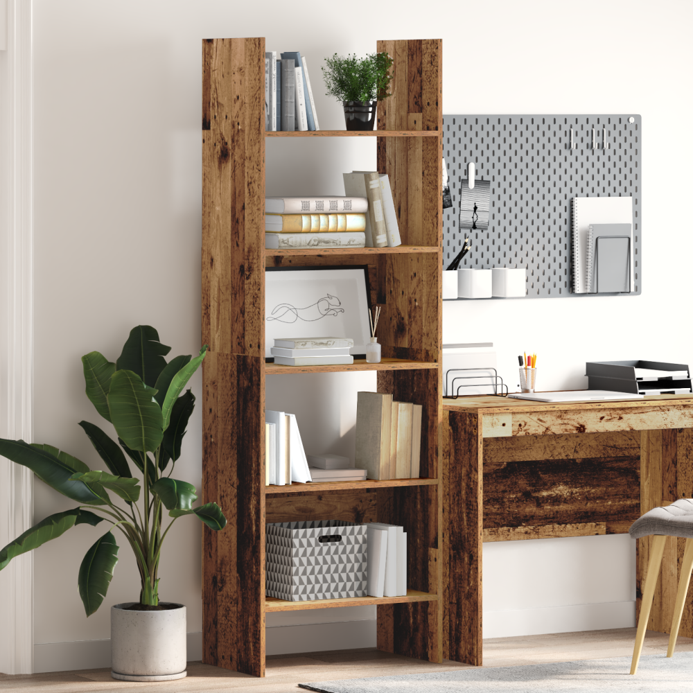 Produktbild för Bokskåp Gammalt trä 60 x 35 x 180 cm Konstruerat trä