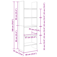 Produktbild för Bokskåp Gammalt trä 60 x 35 x 180 cm Konstruerat trä