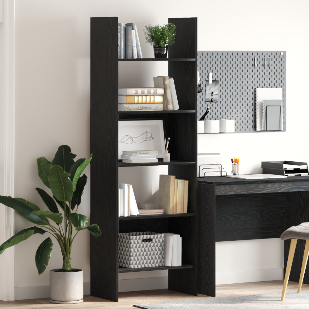 Produktbild för Bokskåp Svart Ek 60 x 35 x 180 cm Konstruerat trä