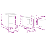 Produktbild för Kaffeebord 3 pcs Svart Ek Konstruerat trä