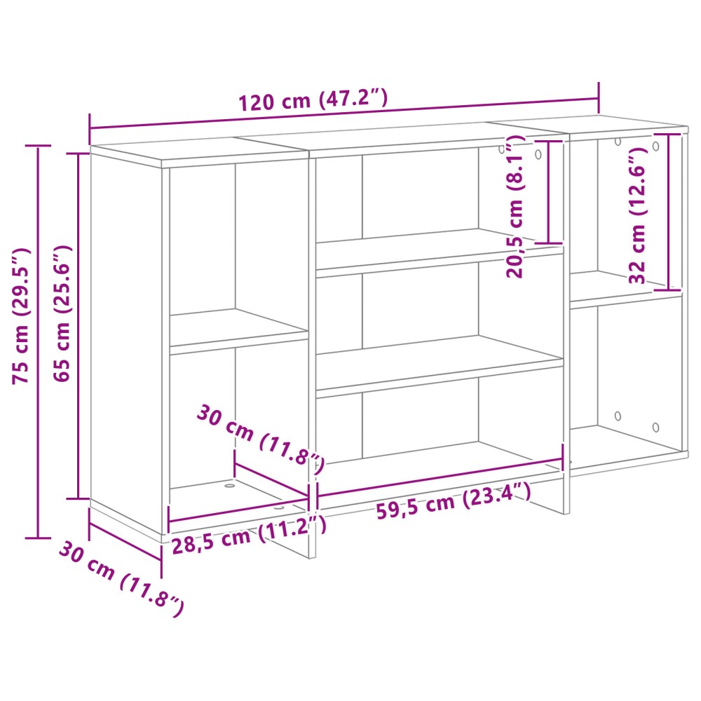 Produktbild för Sideboard Gammalt trä 120 x 30 x 75 cm Konstruerat trä