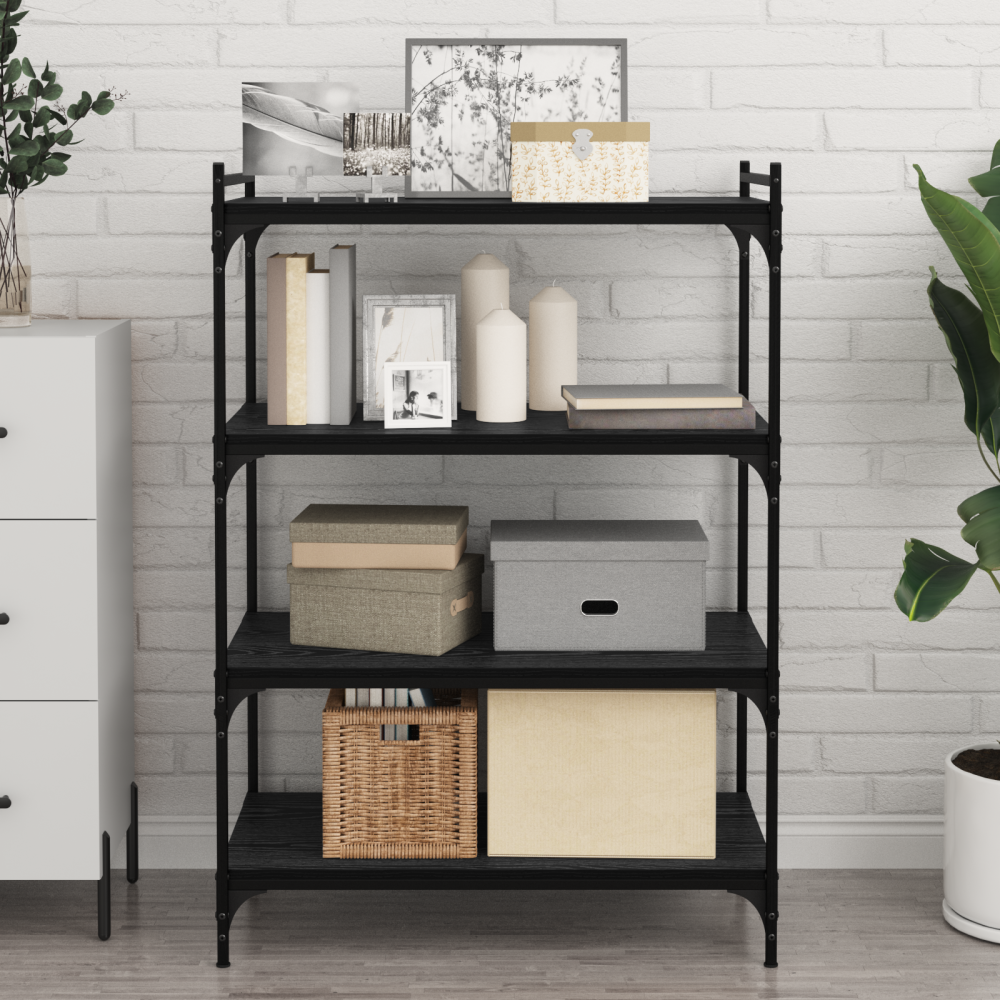 Produktbild för Bokhylla Bräda 4 pcs Svart 80 x 40 x 1,5 cm Konstruerat trä