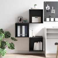 Produktbild för Väggskåp med hylla Svart Ek 37 x 37 x 37 cm Konstruerat trä