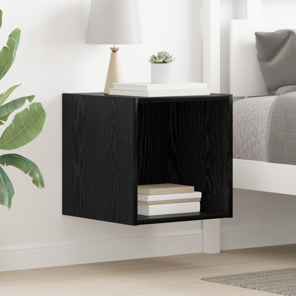 Produktbild för Väggskåp med hylla Svart Ek 37 x 37 x 37 cm Konstruerat trä