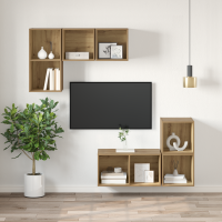 Produktbild för TV-bänkset 37 x 37 x 72 cm Artisan Ek Konstruerat trä
