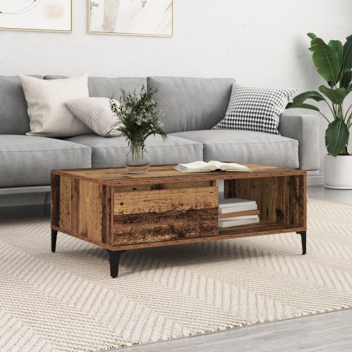 vidaXL Kaffeebord Gammalt trä 90 x 60 x 35 cm Konstruerat trä