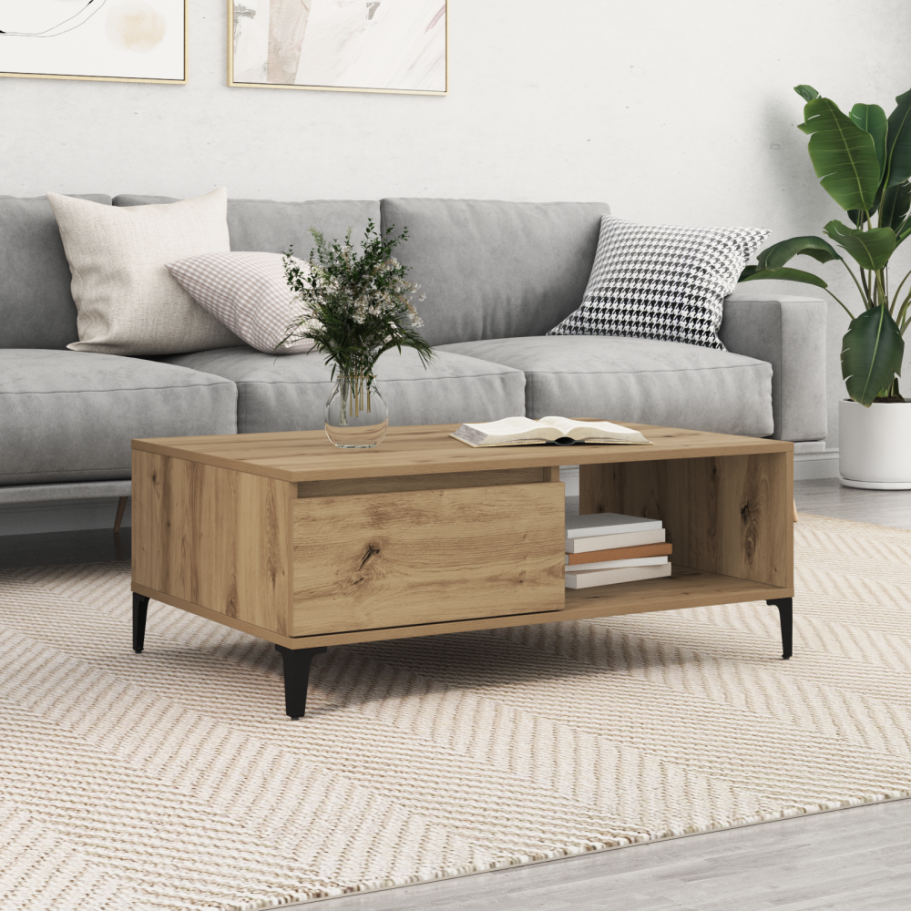 Produktbild för Kaffeebord artisan ek 90 x 60 x 35 cm Konstruerat trä