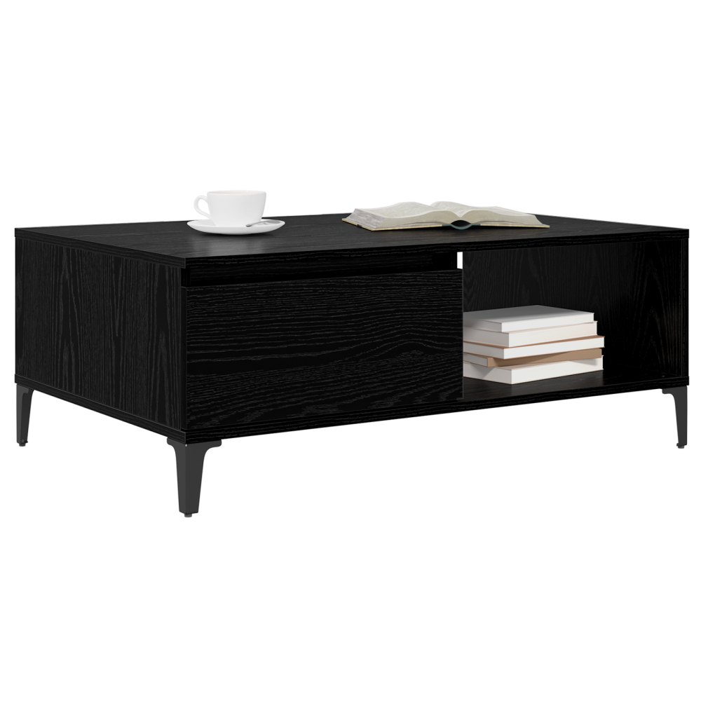 Produktbild för Kaffeebord Svart ek 90 x 60 x 35 cm Konstruerat trä