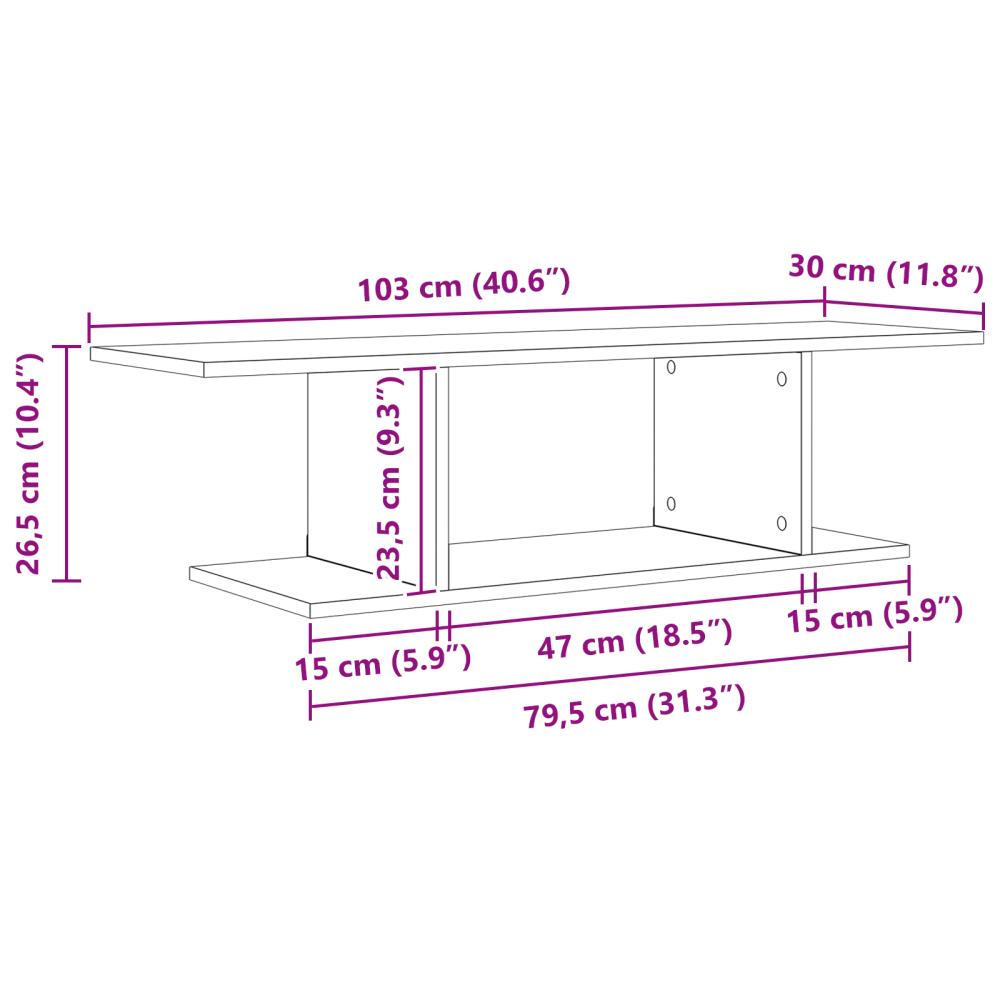 Produktbild för TV-bänkset Svart 103 x 30 x 26,5 cm Konstruerat trä
