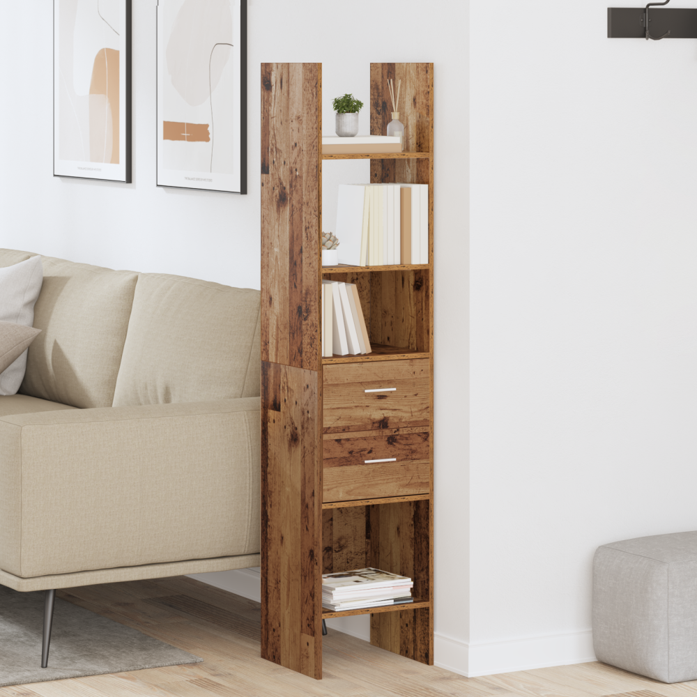Produktbild för Bokskåp Gammalt trä 40 x 35 x 180 cm Konstruerat trä