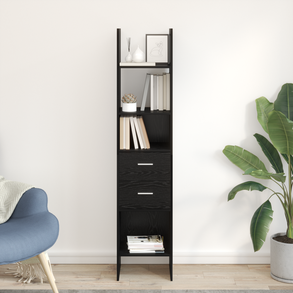 Produktbild för Bokskåp Svart ek 40 x 35 x 180 cm Konstruerat trä