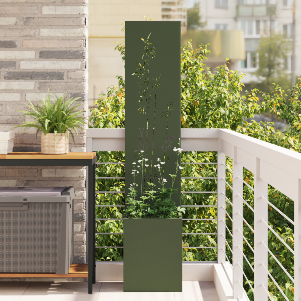 Produktbild för Trädgårds integritetsskärm Blommor Olivgrön 32 x 32 x 150 cm